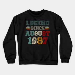 36 Years Old Legend Since August 1987 36th Birthday Crewneck Sweatshirt